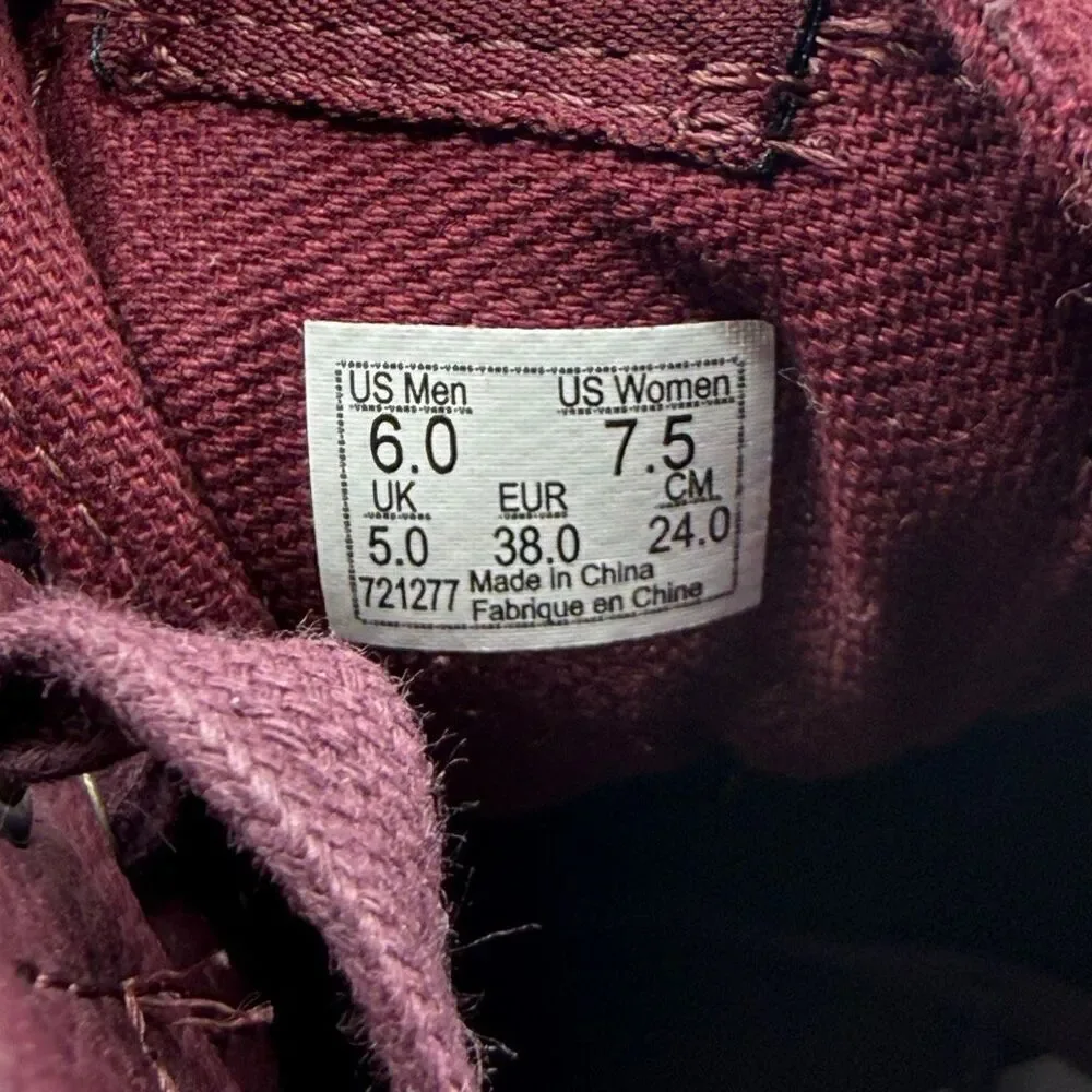 Vans SK8-HI Burgundy Suede Tassel Hi Top Lace Up Skater Sneakers - US Women’s Si